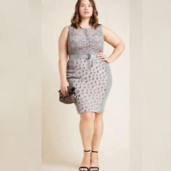NEW Anthropologie Byron Lars Beguile Lace Sheath Dress Gisella Embroidered Sz 22 - Picture 2 of 13